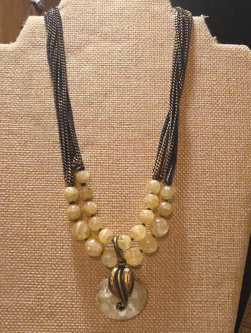 Jay Strongwater Yellow Bead Multi-Strand Necklace with Pendant